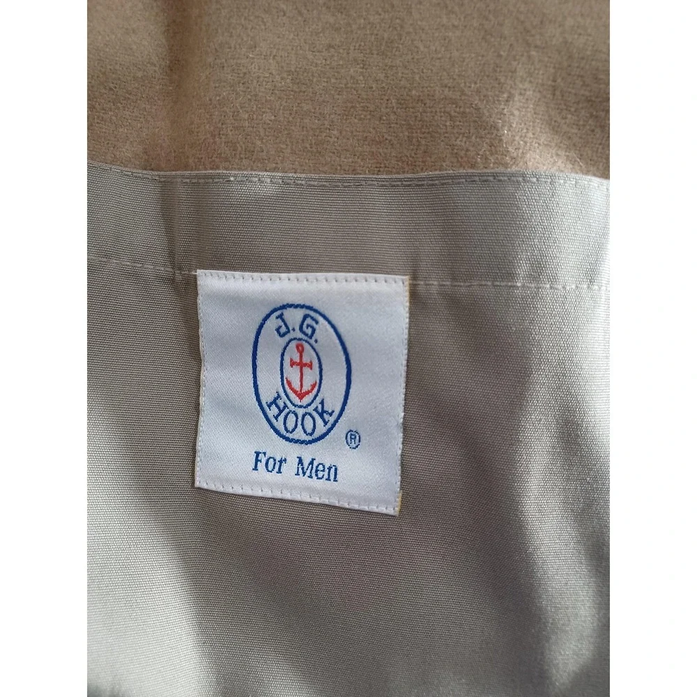 J.G. Hook Trench Coat Mens 40L Beige Belted Wool‎ Liner Rain Long Classic